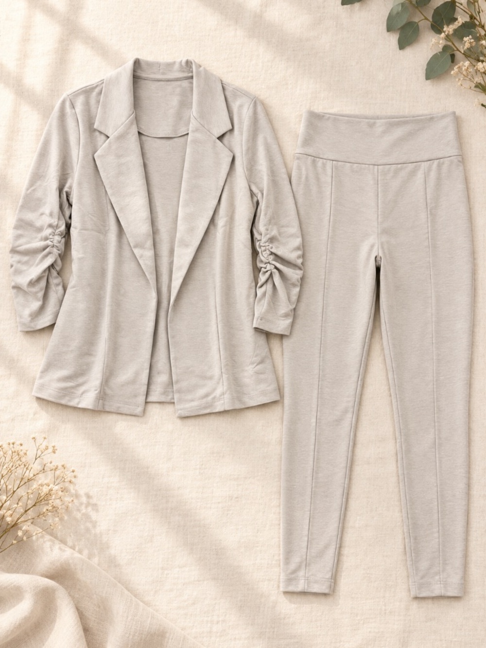 Dear Scarlett Light Gray Blazer & Slim Pants Set - Picture 2 of 2